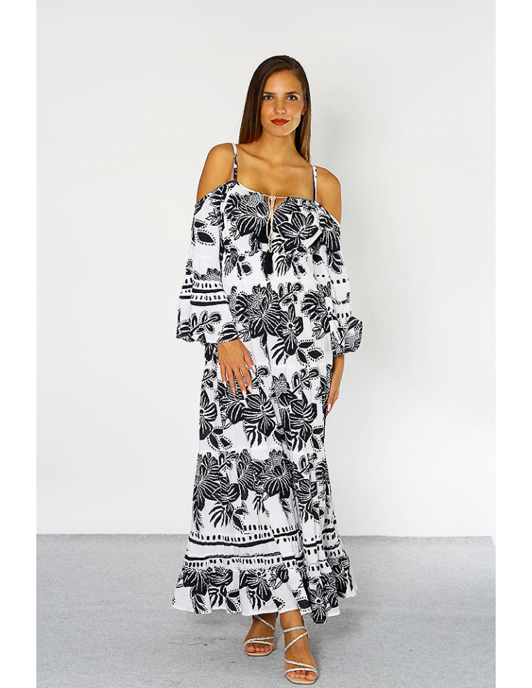 Abito lungo Bardot a...