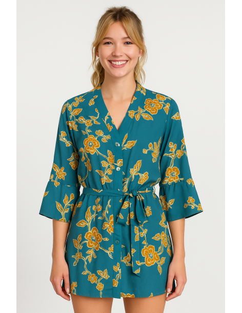 Caftano viscosa manica tre...