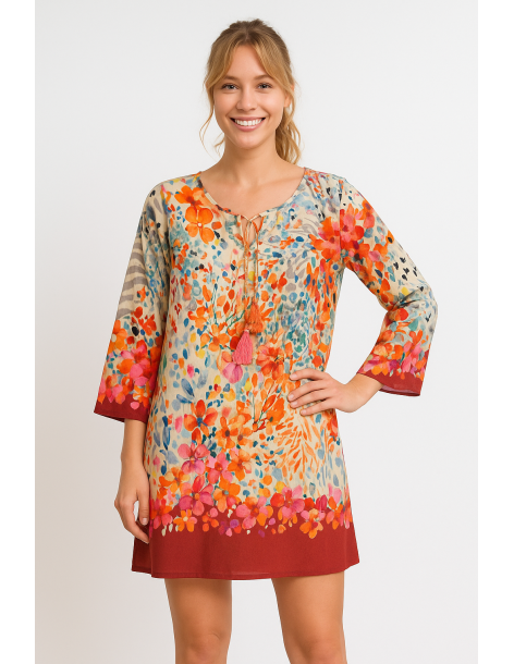 Caftano in cotone manica...