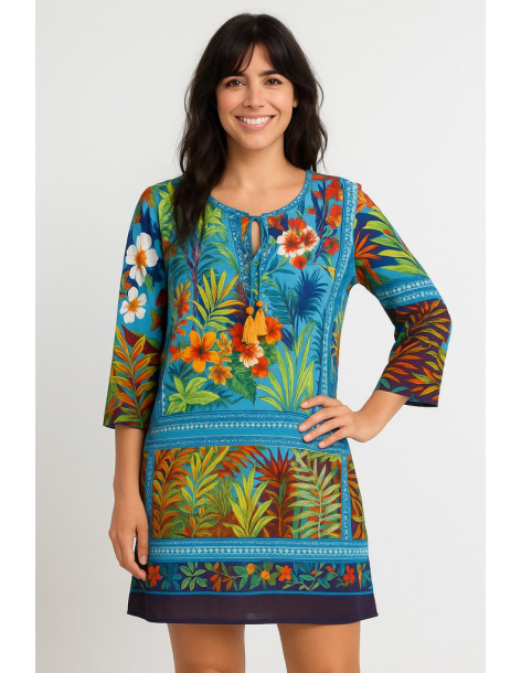 Caftano in cotone manica...