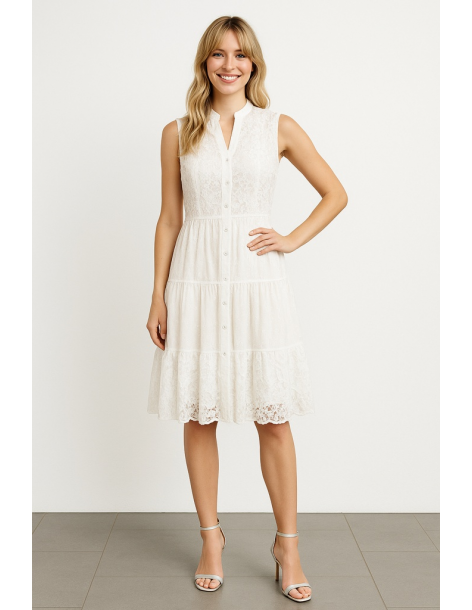 Abito in cotone e pizzo...