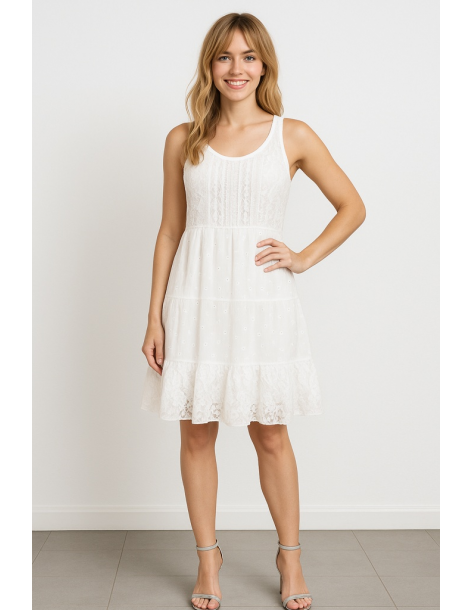 Abito in cotone e pizzo...