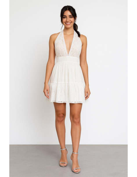 Abito in cotone e pizzo...