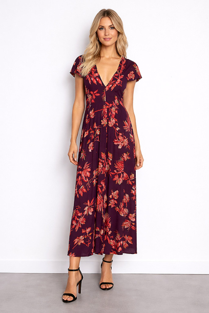 Abito viscosa lungo mezza...