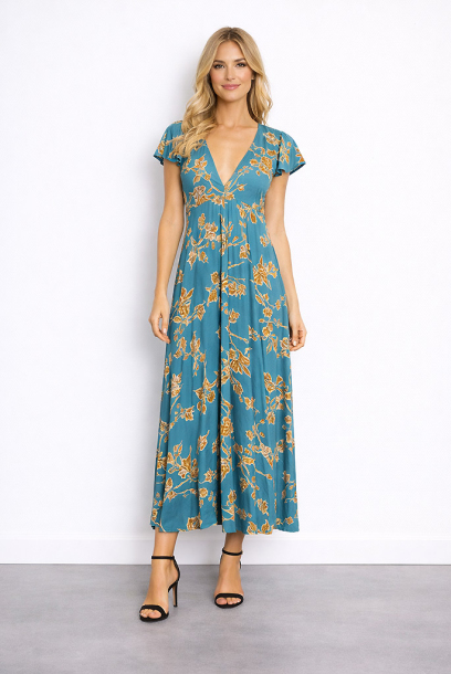 Abito viscosa lungo mezza...