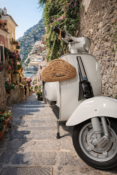 Borsa clutch in raffia in...